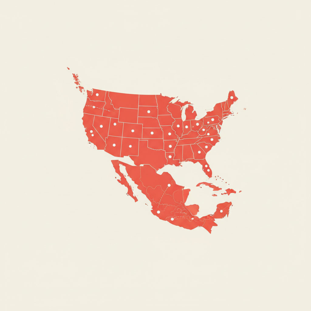 Mapa de ciudades MX y USA